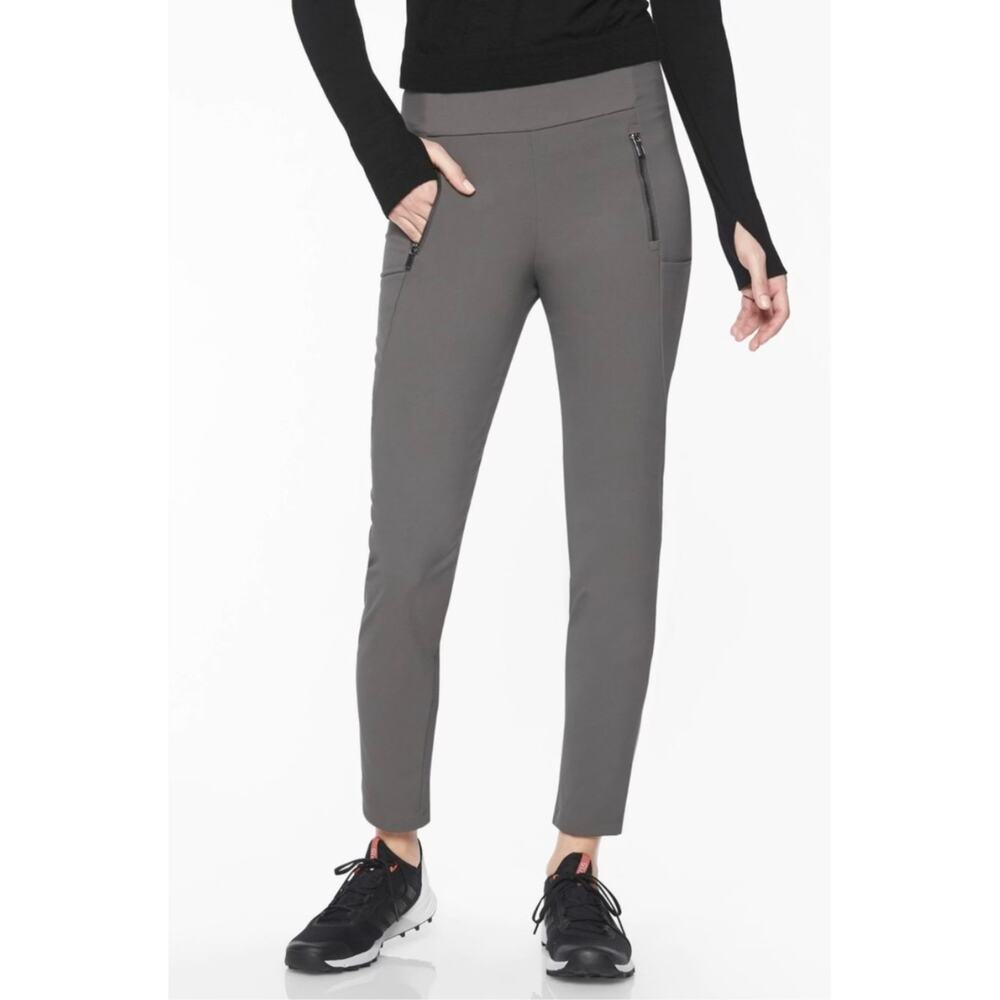 Athleta Women’s Size 6 Gray Stretch Pants Zip Pockets Slim Straight Travel Work